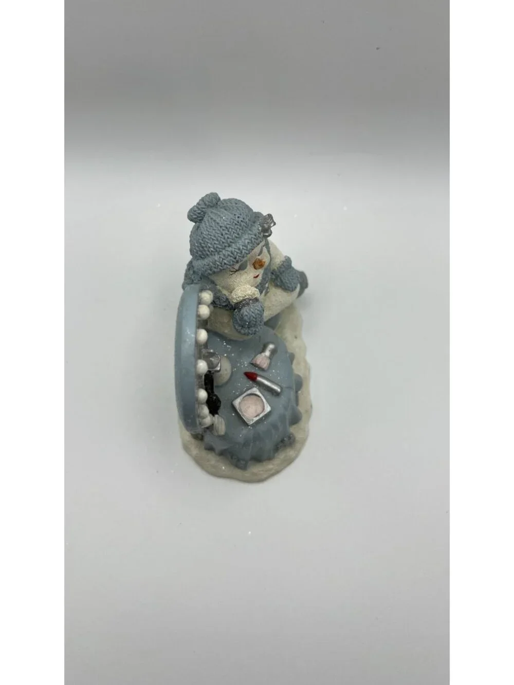Snow Buddies Snowman Figurine At Vanity Table With Makeup Details
